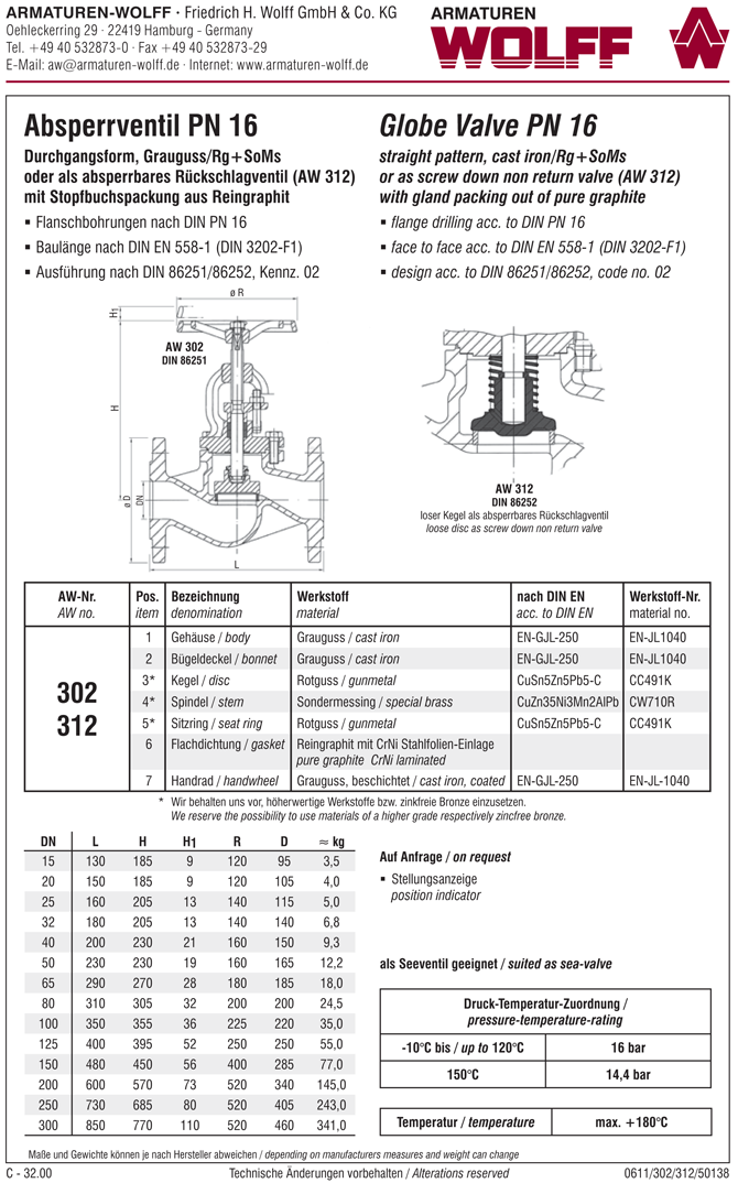 AW 302 Flanged Stop Valve